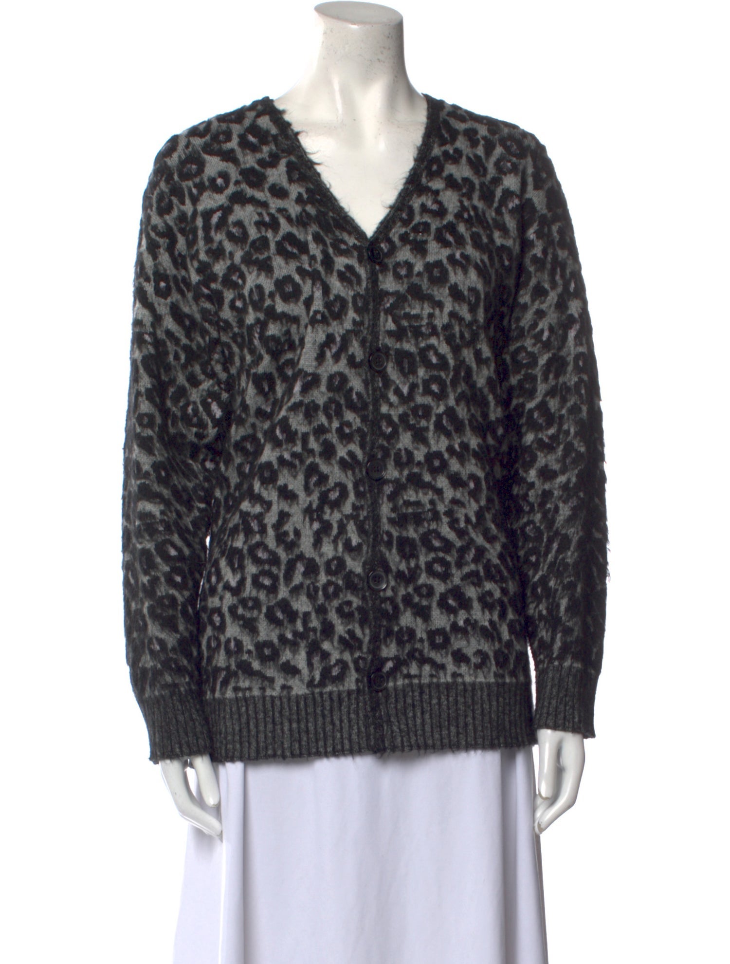 La Vie Rebecca Taylor Animal Print V-Neck Sweater