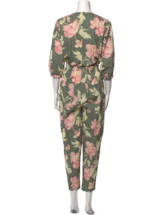 La Vie Rebecca Taylor Floral Print Crew Neck Jumpsuit