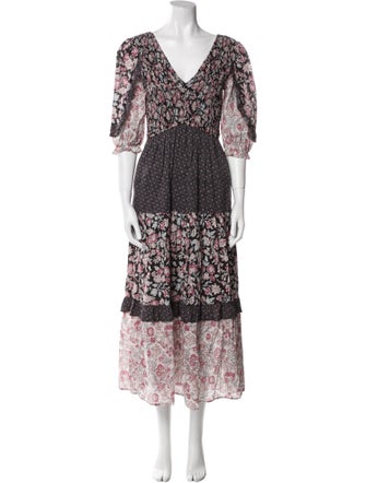 La Vie Rebecca Taylor Floral Print Long Dress