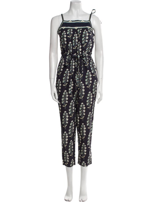 La Vie Rebecca Taylor Floral Print Square Neckline Jumpsuit