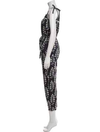 La Vie Rebecca Taylor Floral Print Square Neckline Jumpsuit