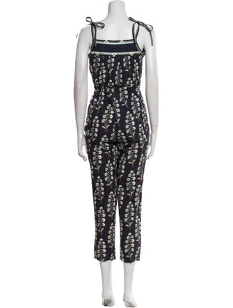 La Vie Rebecca Taylor Floral Print Square Neckline Jumpsuit