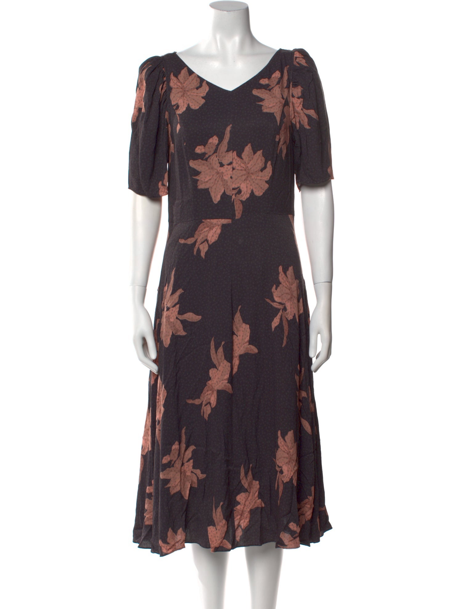 La Vie Rebecca Taylor Floral Print Midi Length Dress