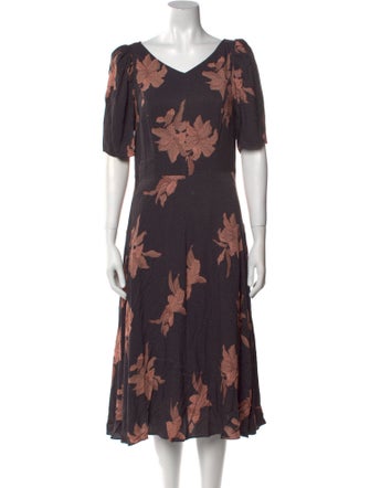 La Vie Rebecca Taylor Floral Print Midi Length Dress