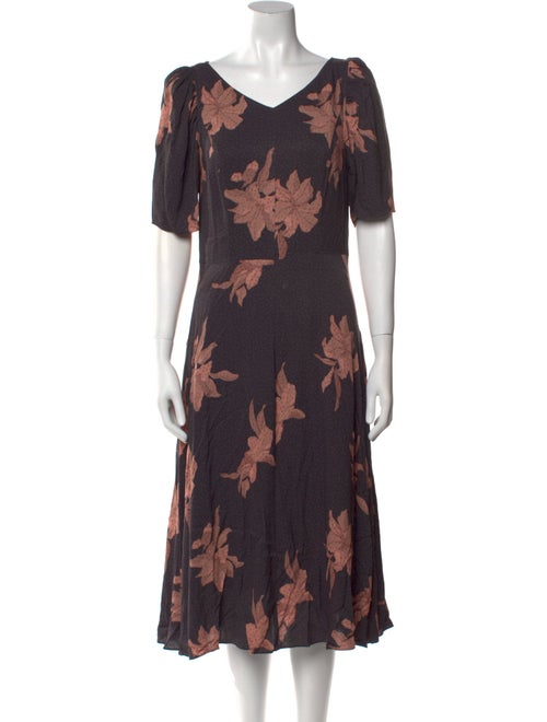 La Vie Rebecca Taylor Floral Print Midi Length Dress
