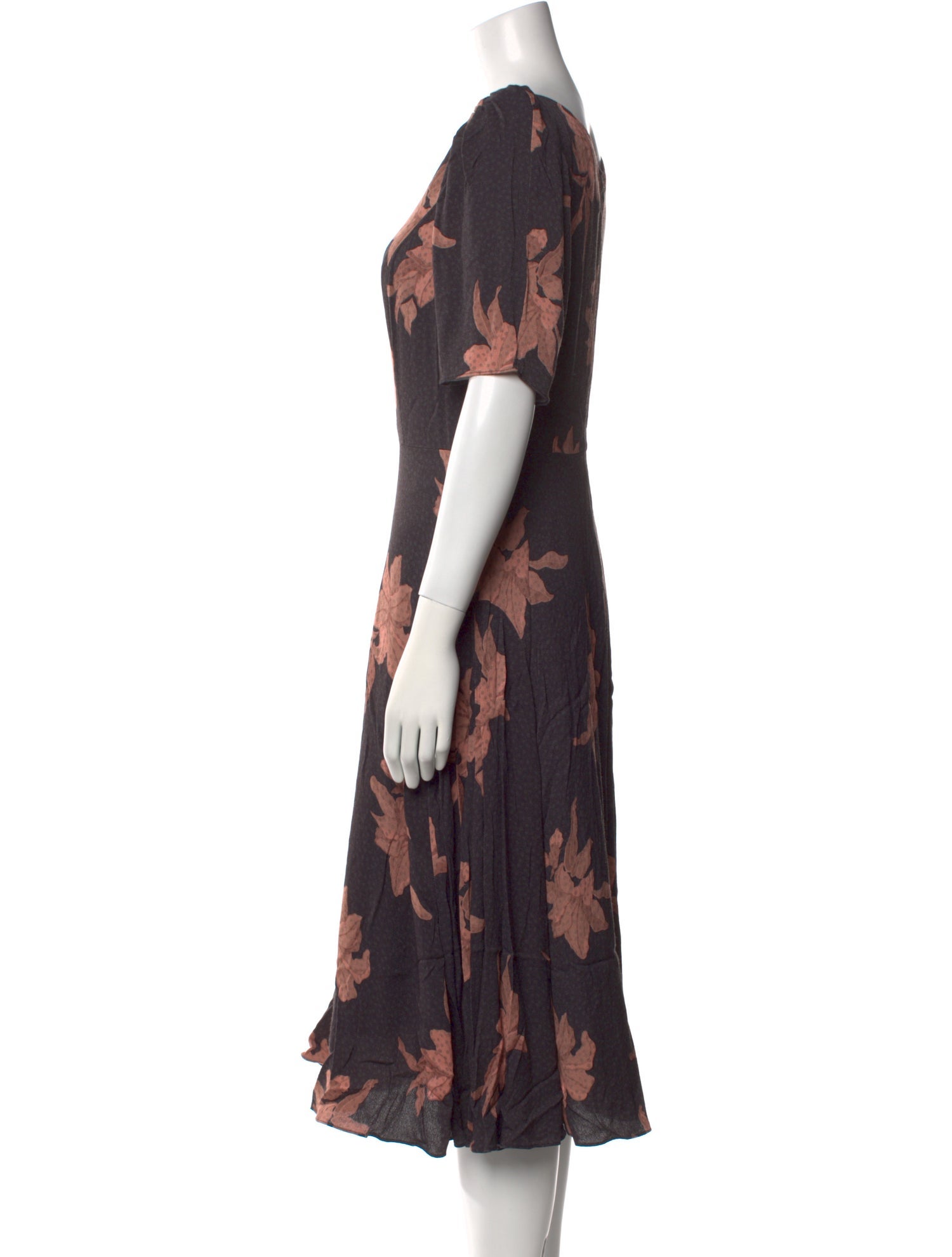 La Vie Rebecca Taylor Floral Print Midi Length Dress