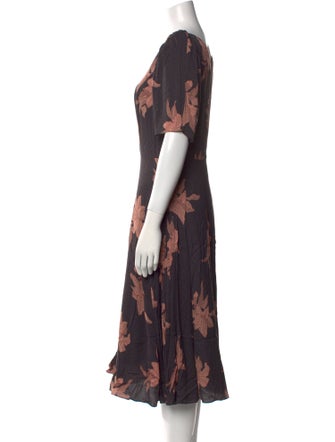 La Vie Rebecca Taylor Floral Print Midi Length Dress