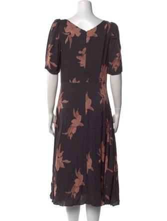 La Vie Rebecca Taylor Floral Print Midi Length Dress