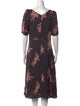 La Vie Rebecca Taylor Floral Print Midi Length Dress