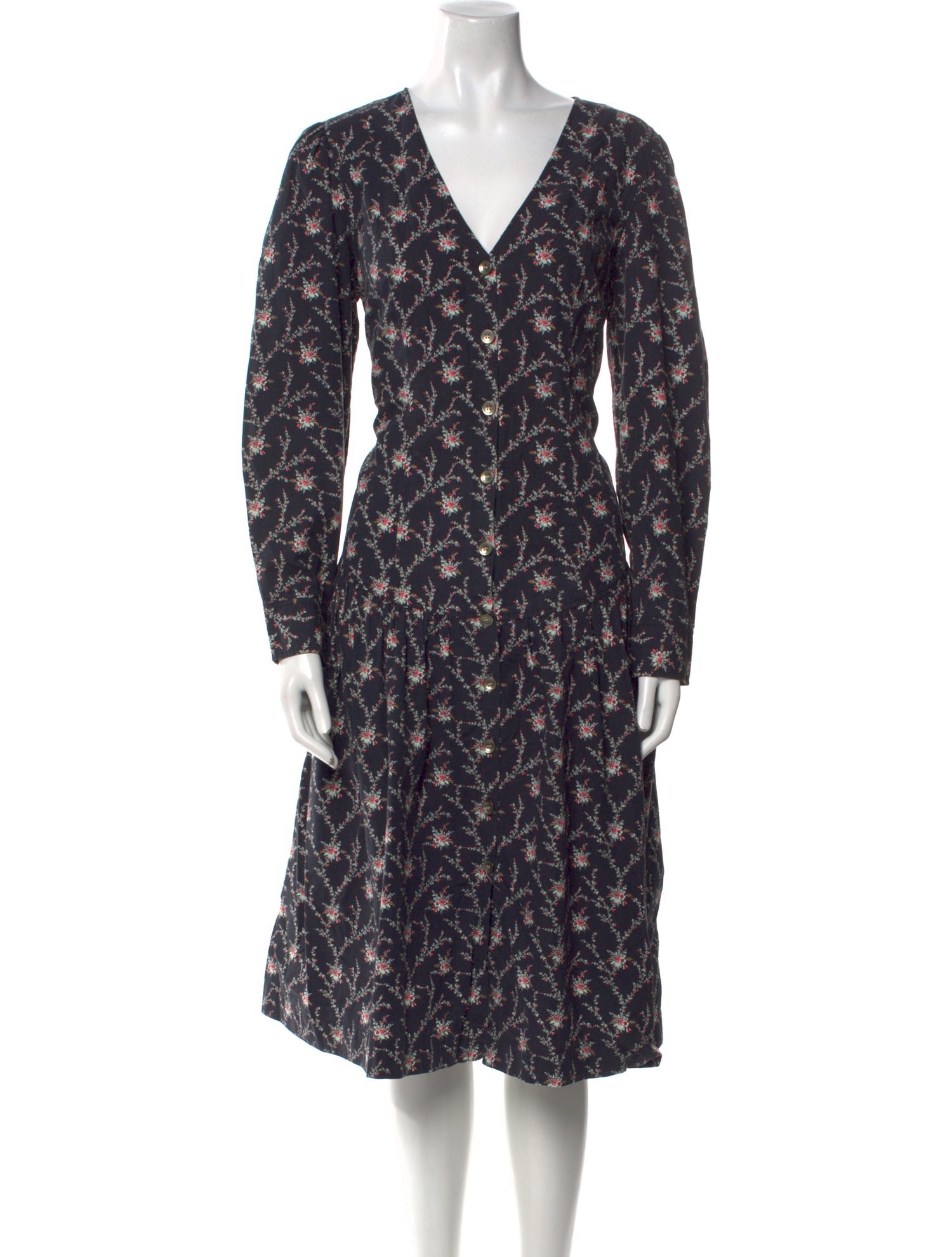 La Vie Rebecca Taylor Floral Print Midi Length Dress