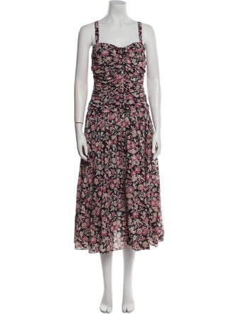 La Vie Rebecca Taylor Floral Print Midi Length Dress