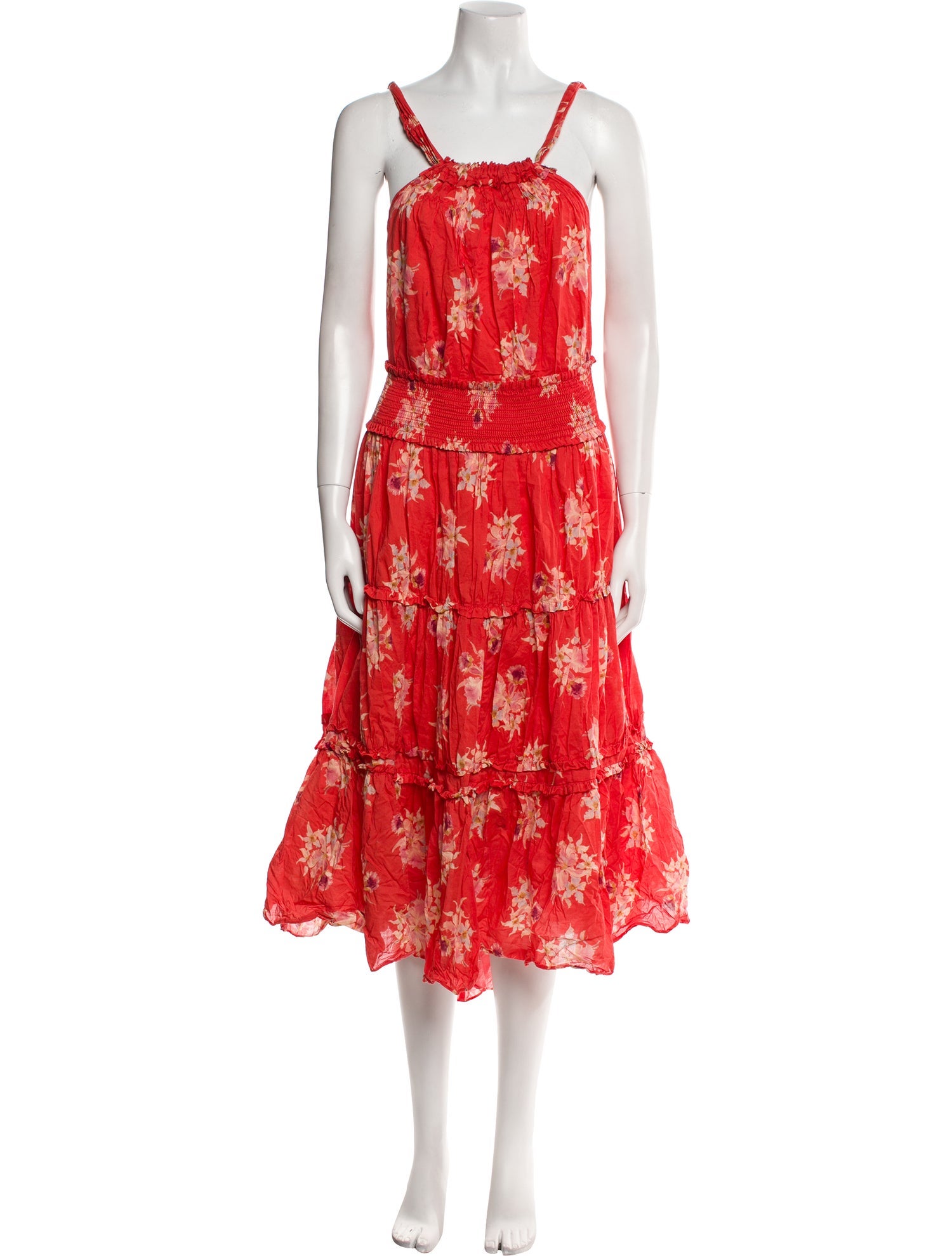 La Vie Rebecca Taylor Floral Print Midi Length Dress