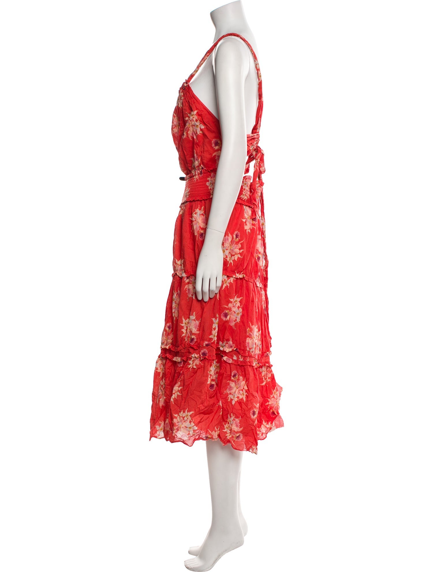 La Vie Rebecca Taylor Floral Print Midi Length Dress
