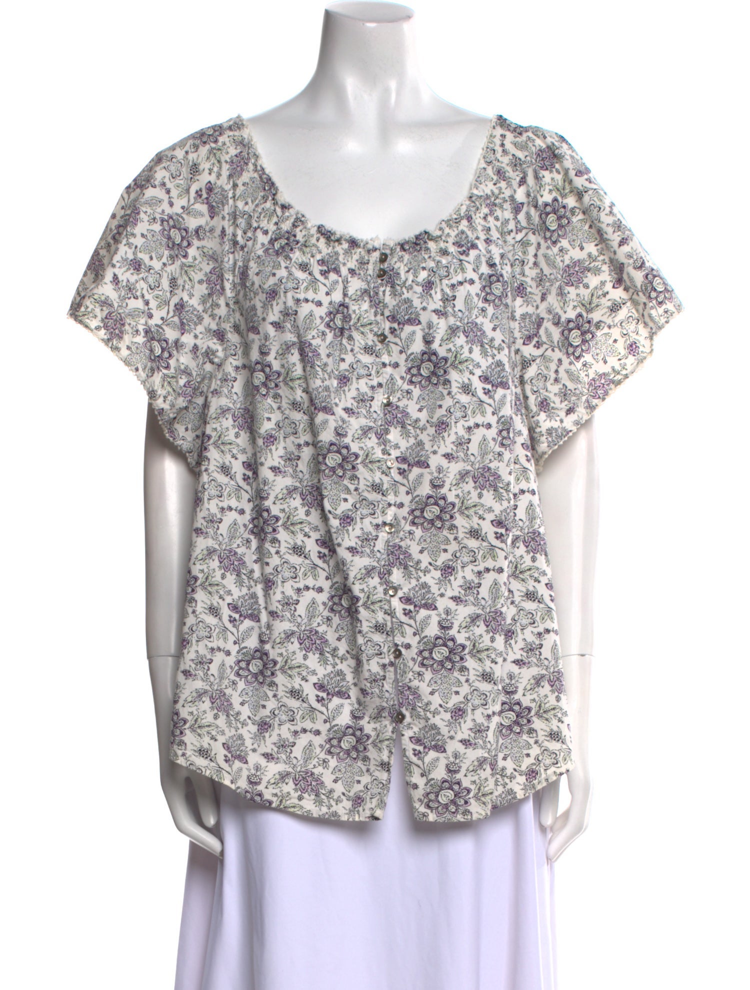 La Vie Rebecca Taylor Floral Print Scoop Neck Blouse w/ Tags