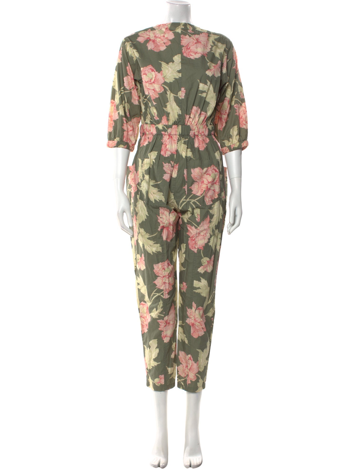 La Vie Rebecca Taylor Floral Print Bateau Neckline Jumpsuit