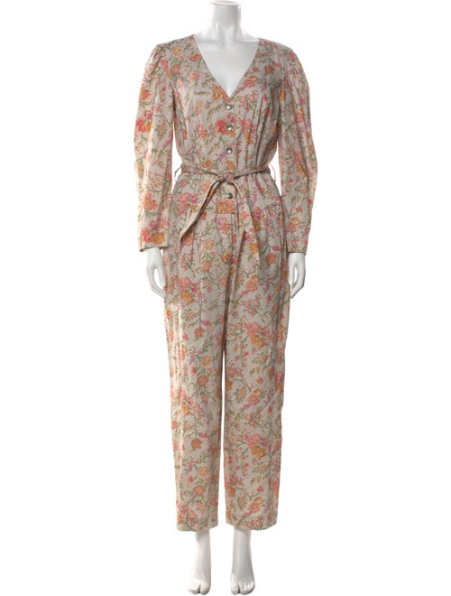 La Vie Rebecca Taylor Floral Print V-Neck Jumpsuit