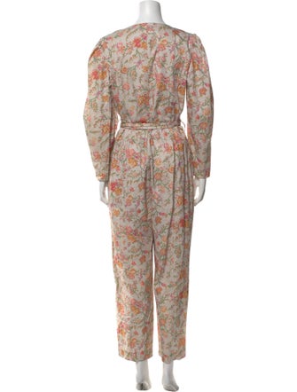 La Vie Rebecca Taylor Floral Print V-Neck Jumpsuit