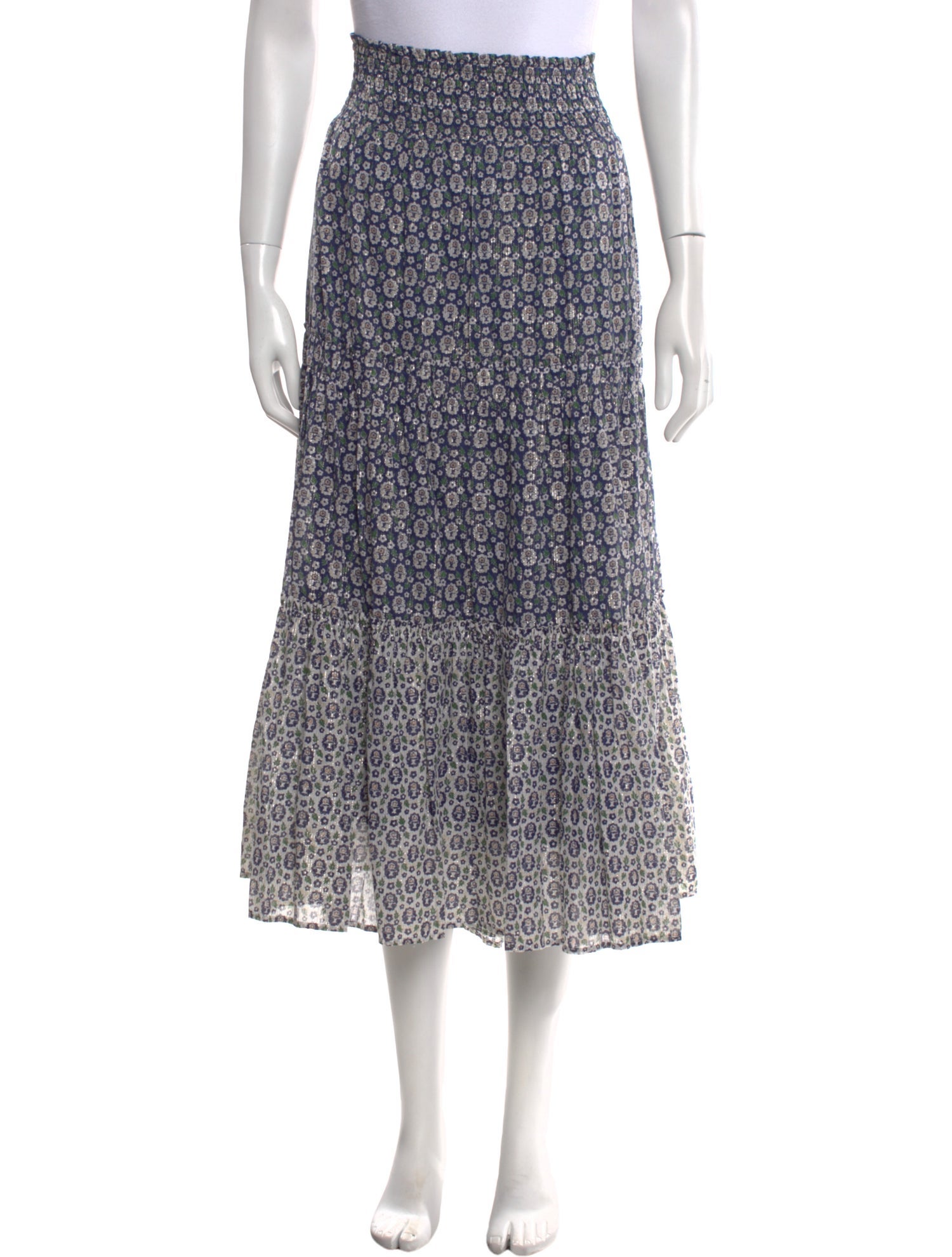 La Vie Rebecca Taylor Floral Print Midi Length Skirt