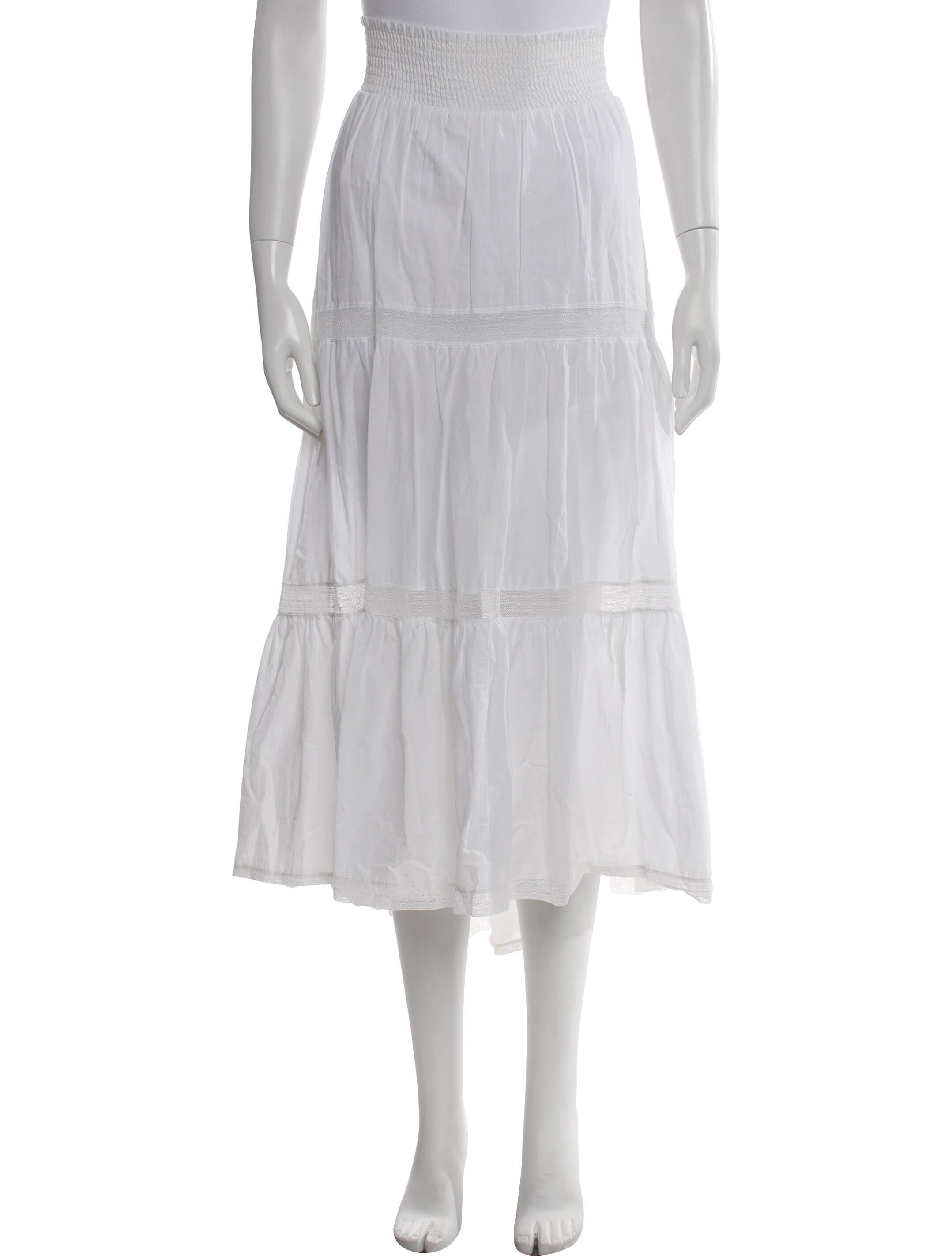 La Vie Rebecca Taylor Lace Trim Embellishment Midi Length Skirt