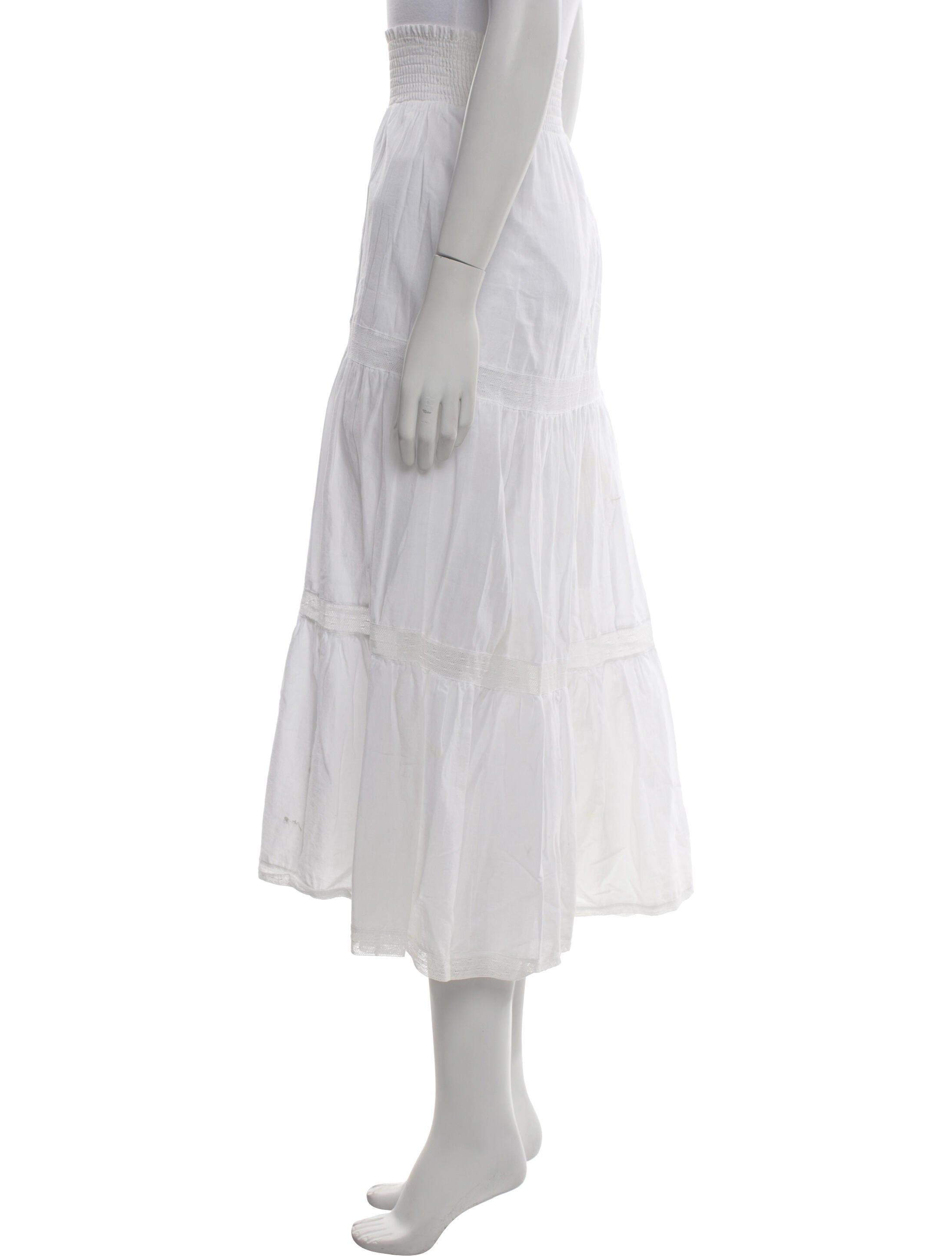 La Vie Rebecca Taylor Lace Trim Embellishment Midi Length Skirt