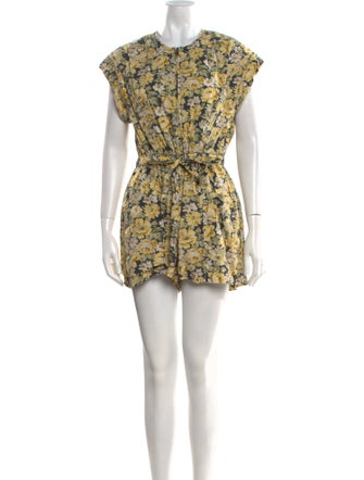 La Vie Rebecca Taylor Floral Print Crew Neck Romper