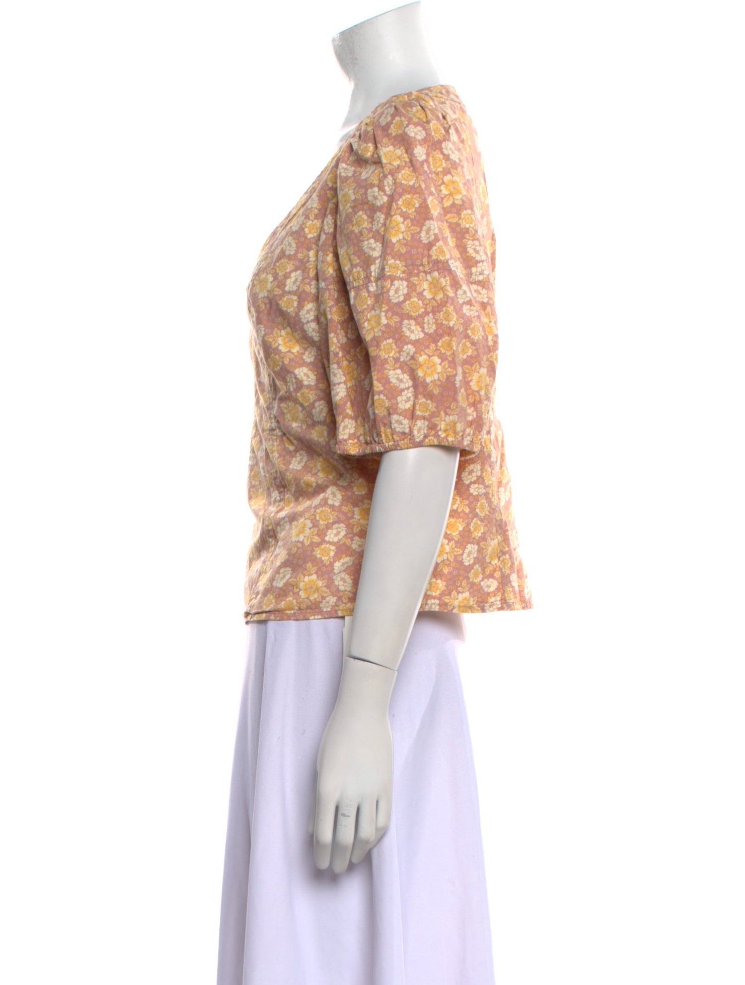 La Vie Rebecca Taylor Floral Print V-Neck Blouse