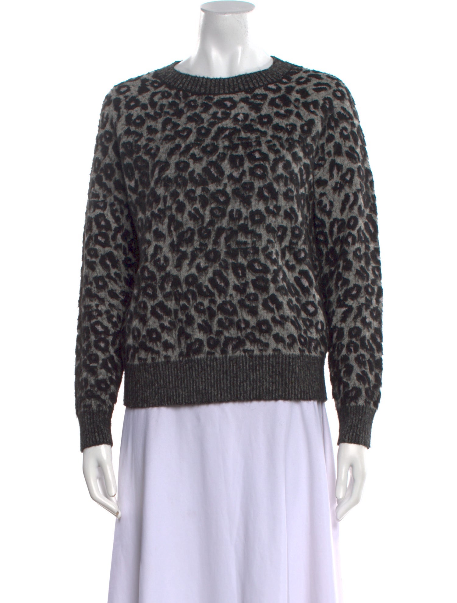 La Vie Rebecca Taylor Animal Print Crew Neck Sweater