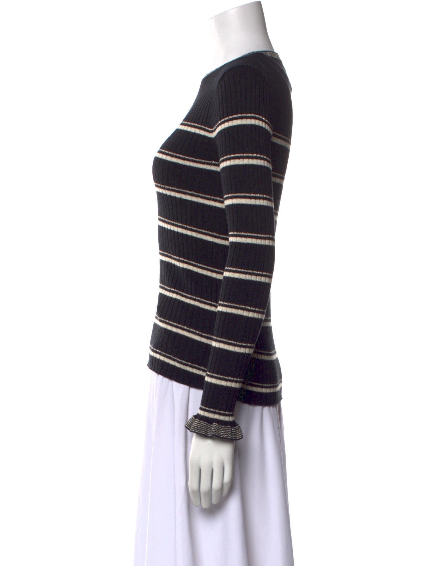 La Vie Rebecca Taylor Striped Bateau Neckline Sweater