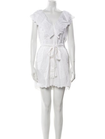 La Vie Rebecca Taylor Linen Lace Pattern Romper