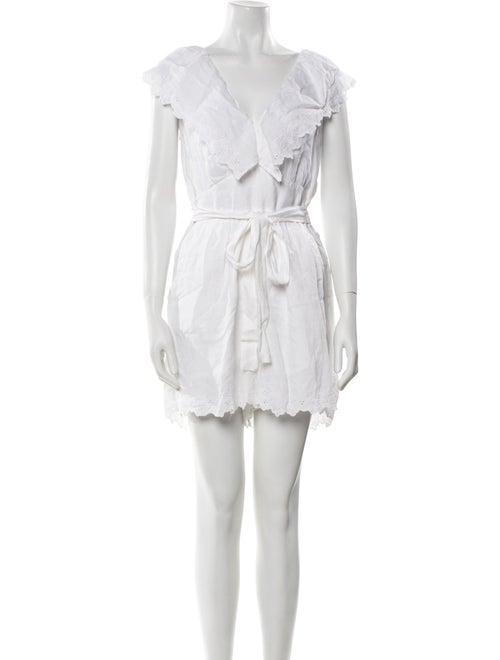 La Vie Rebecca Taylor Linen Lace Pattern Romper