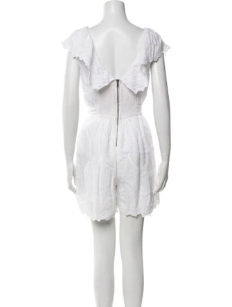 La Vie Rebecca Taylor Linen Lace Pattern Romper