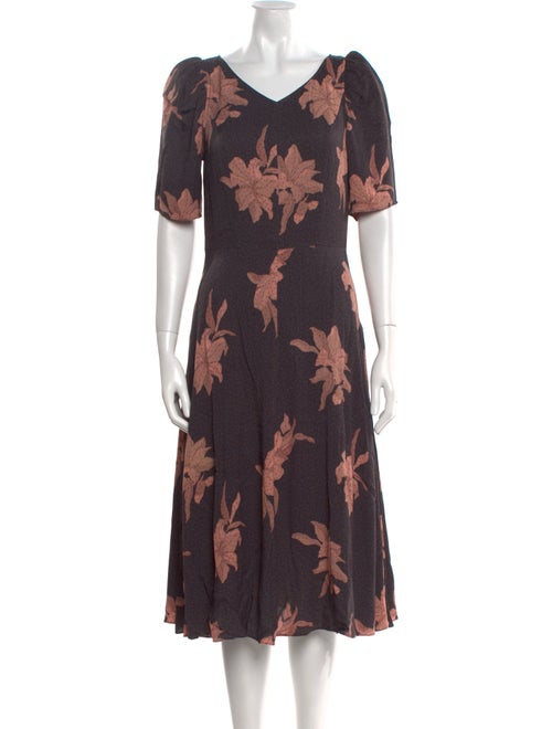 La Vie Rebecca Taylor Floral Print Midi Length Dress