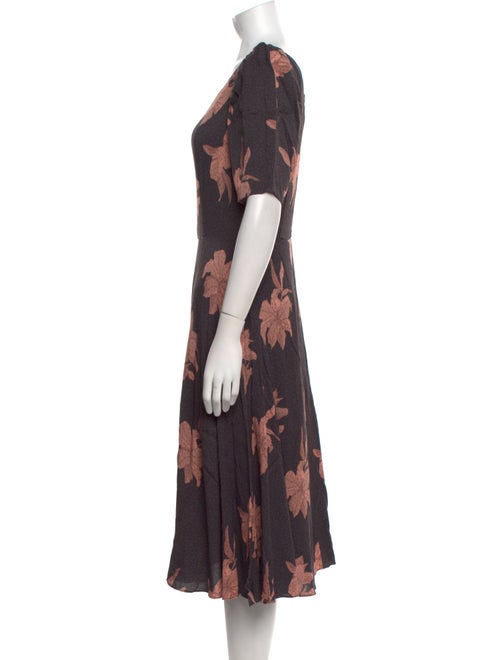 La Vie Rebecca Taylor Floral Print Midi Length Dress