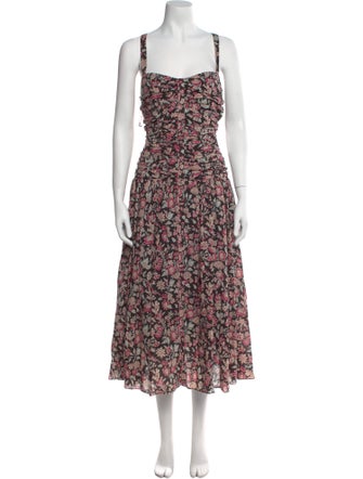 La Vie Rebecca Taylor Floral Print Midi Length Dress