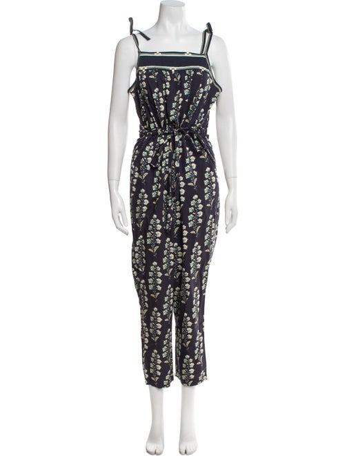 La Vie Rebecca Taylor Floral Print Square Neckline Jumpsuit