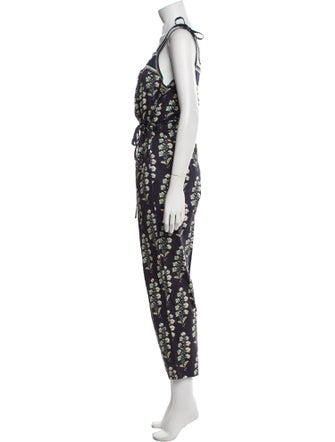 La Vie Rebecca Taylor Floral Print Square Neckline Jumpsuit