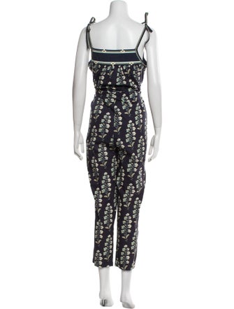La Vie Rebecca Taylor Floral Print Square Neckline Jumpsuit