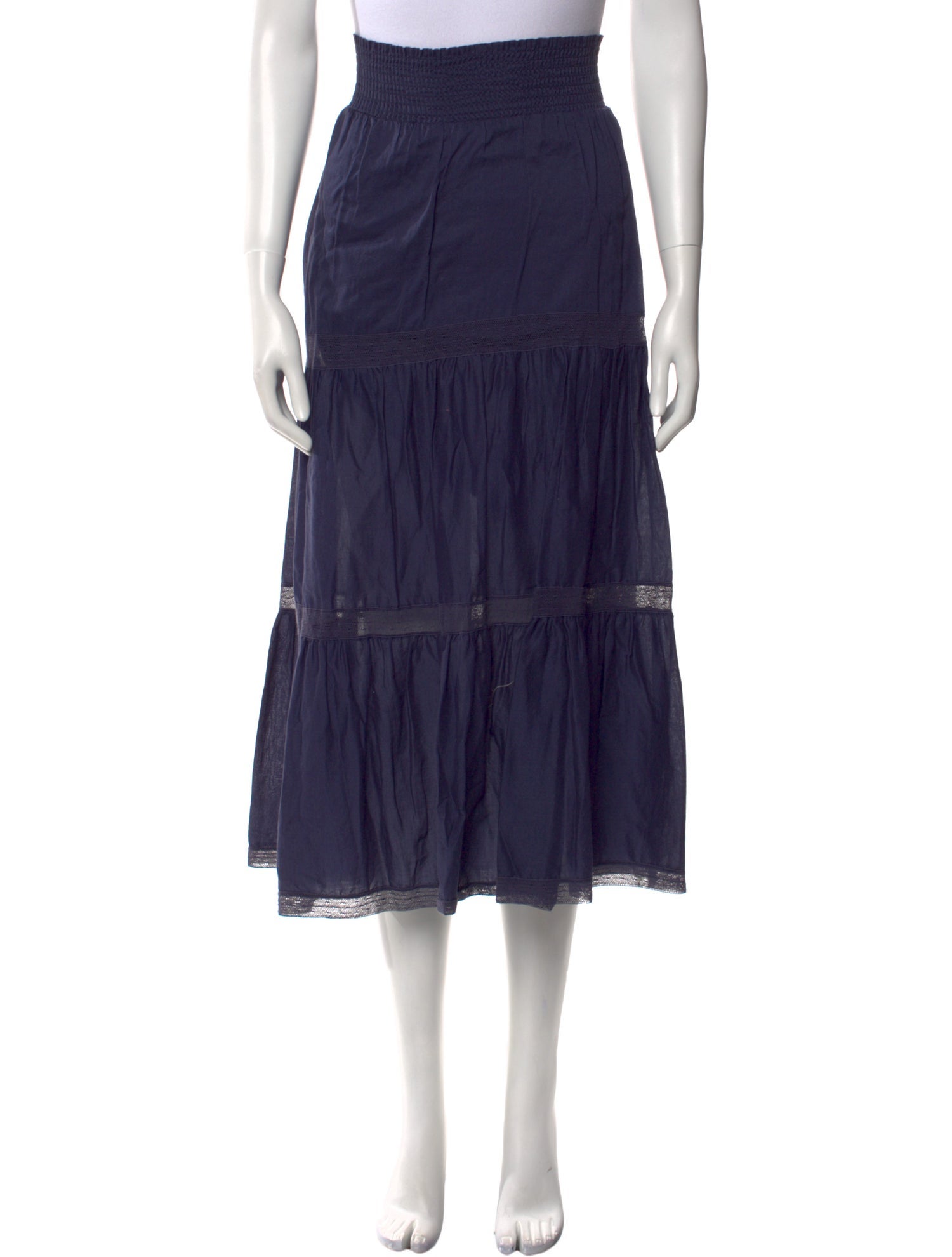 La Vie Rebecca Taylor Lace Trim Embellishment Midi Length Skirt