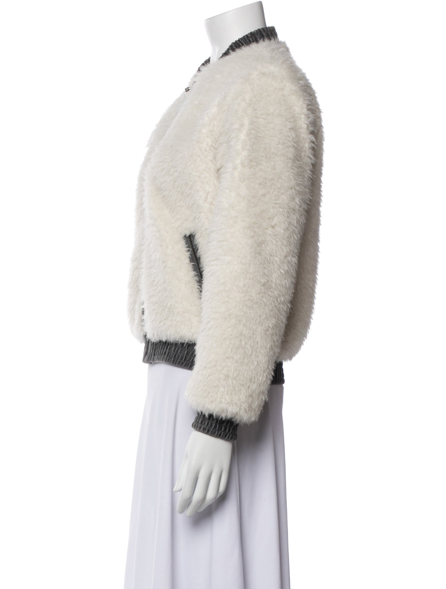 La Vie Rebecca Taylor Colorblock Pattern Faux Fur Jacket