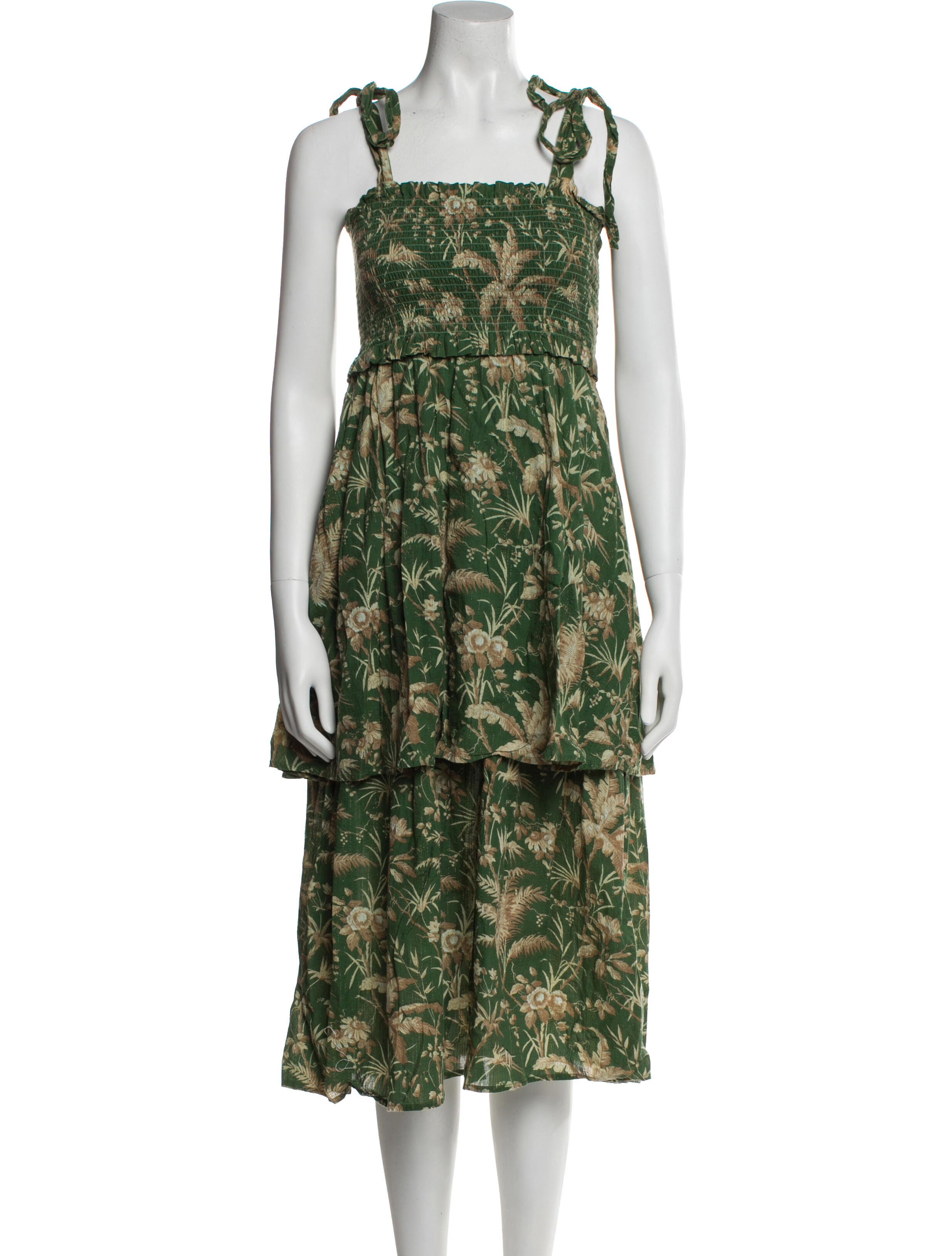 La Vie Rebecca Taylor Floral Print Midi Length Dress