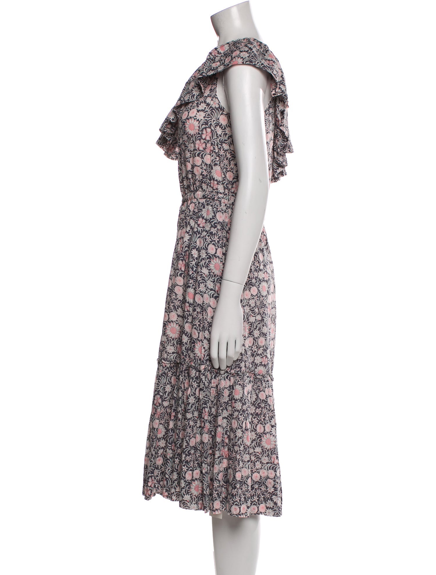 La Vie Rebecca Taylor Floral Print Midi Length Dress