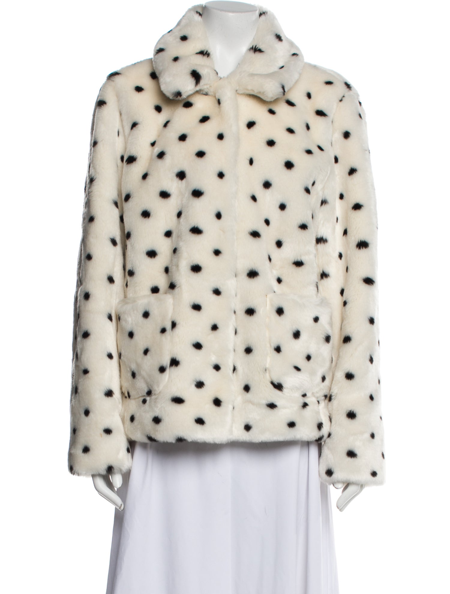 La Vie Rebecca Taylor Polka Dot Print Faux Fur Jacket