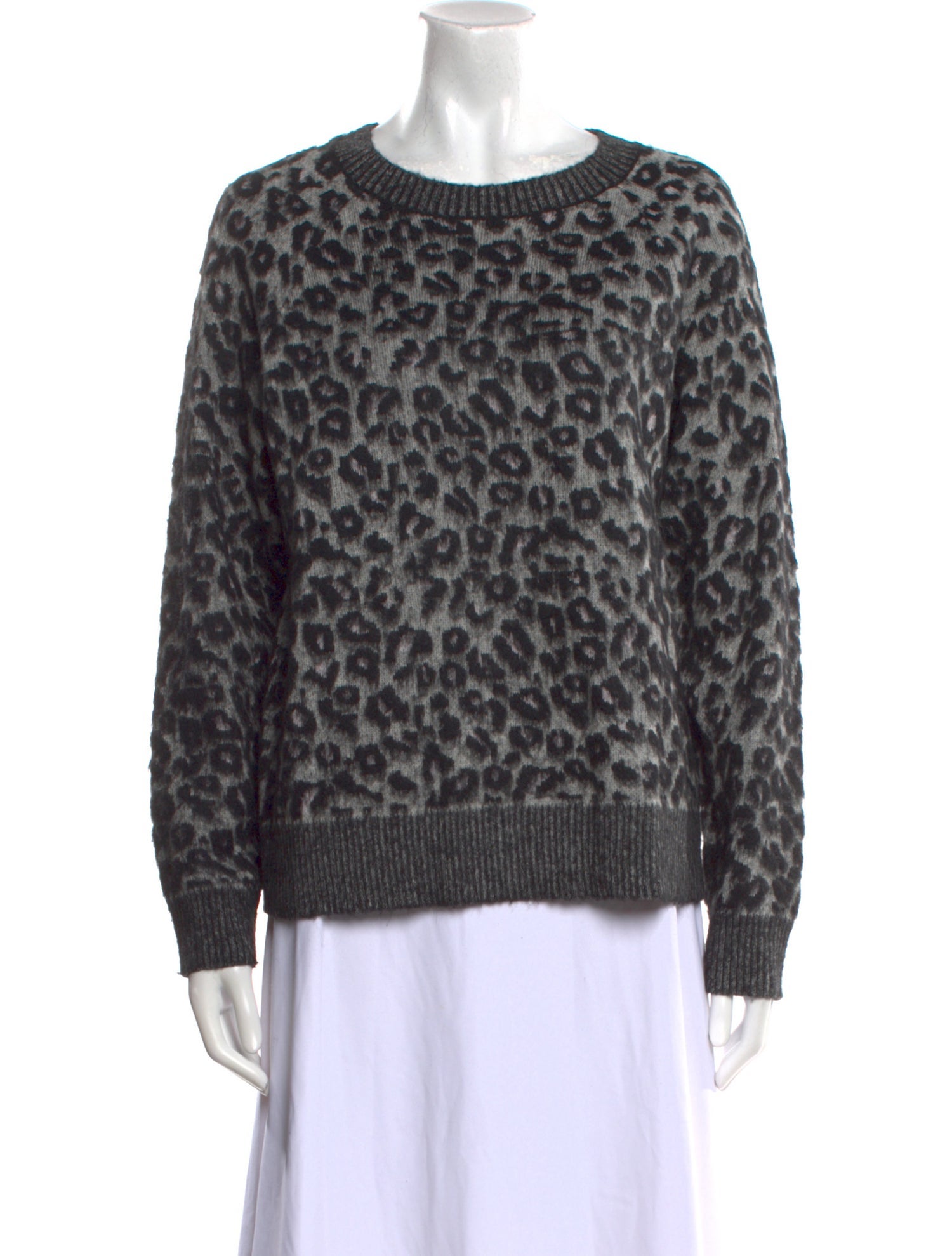 La Vie Rebecca Taylor Animal Print Crew Neck Sweater