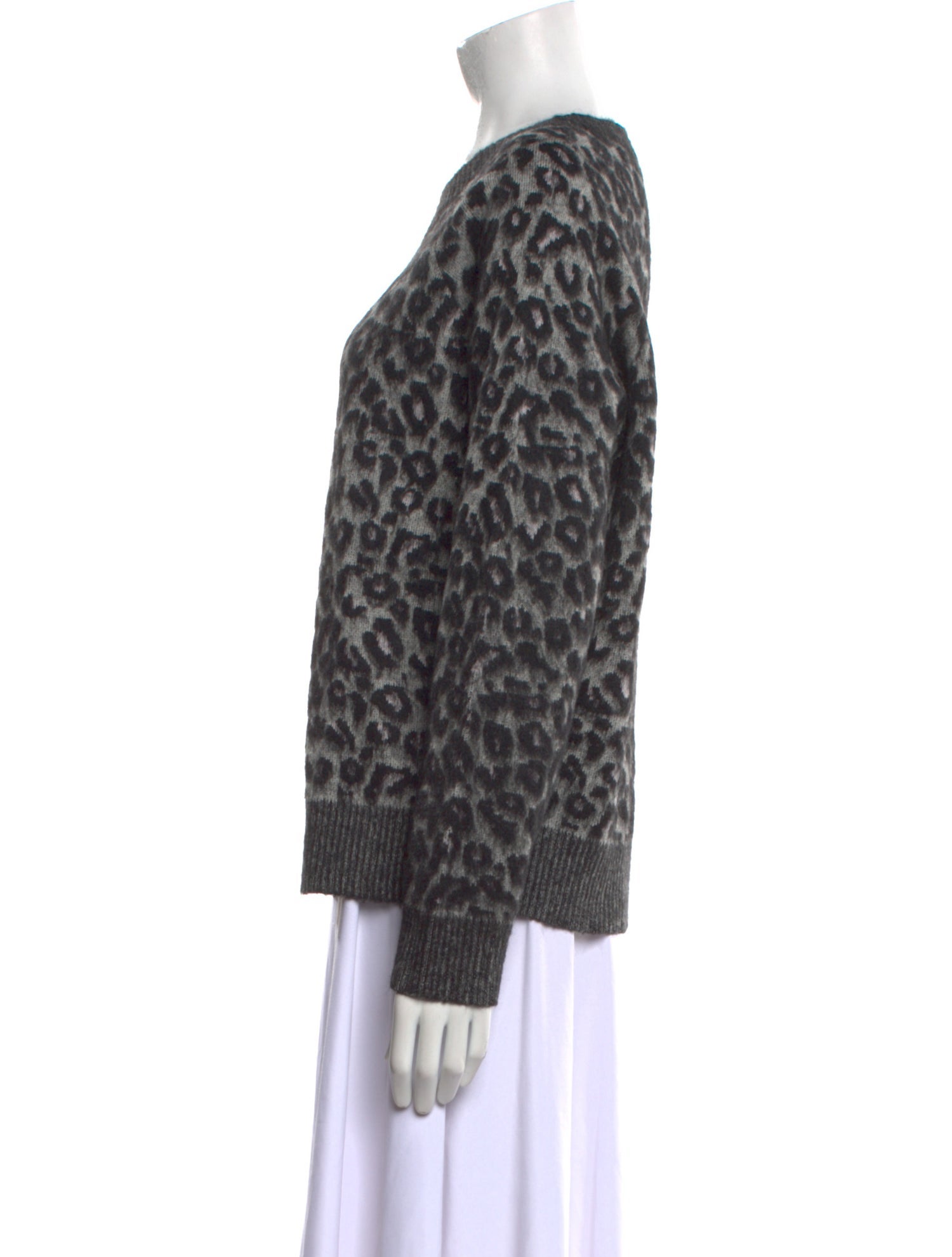 La Vie Rebecca Taylor Animal Print Crew Neck Sweater