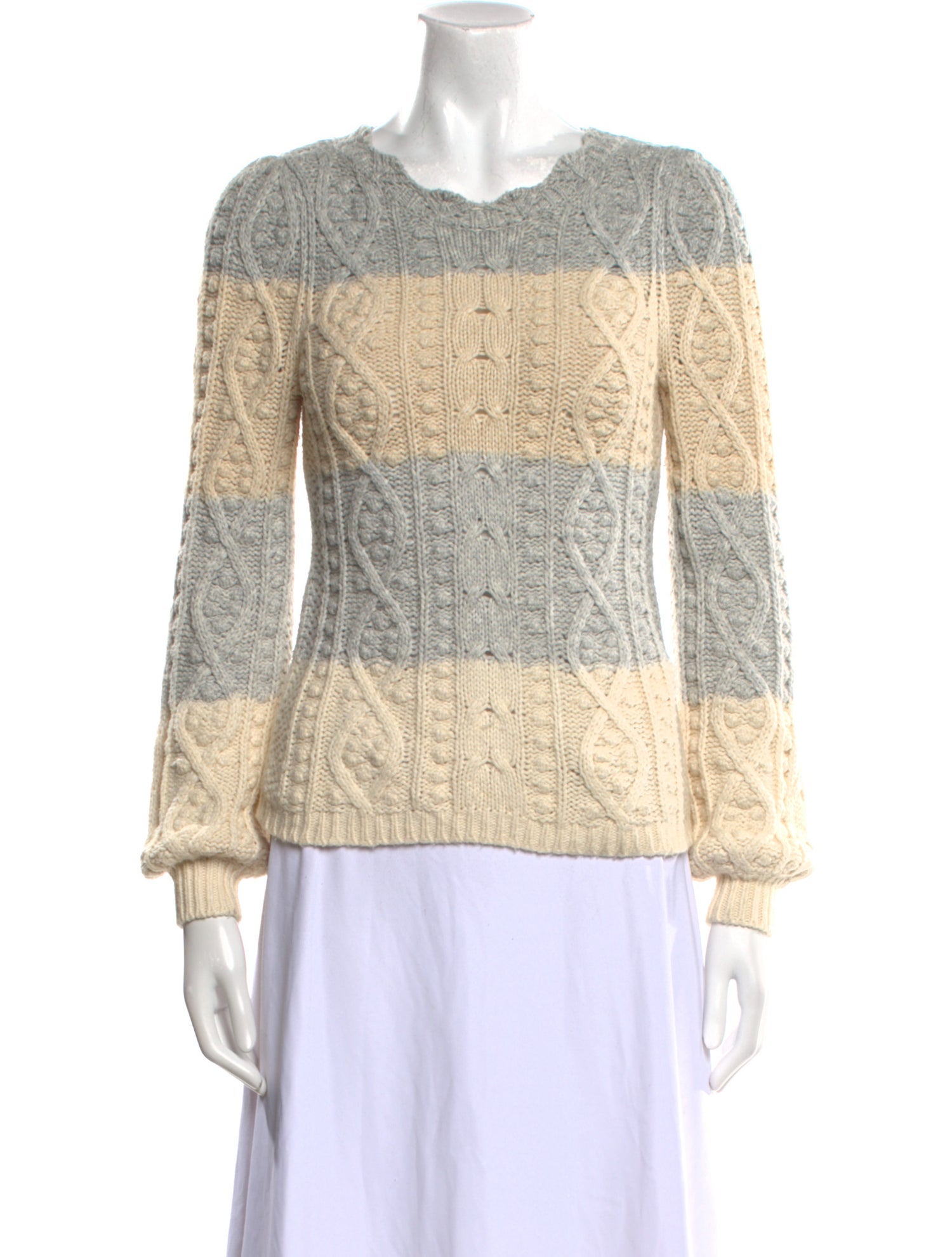 La Vie Rebecca Taylor Colorblock Pattern Crew Neck Sweater