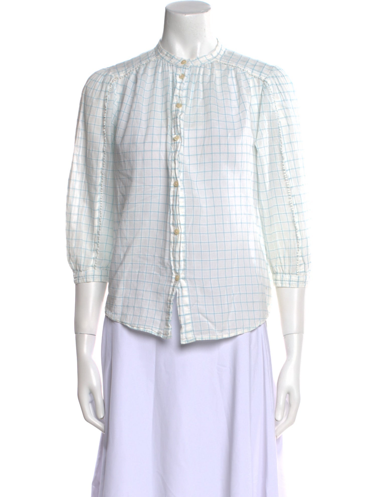 La Vie Rebecca Taylor Plaid Print Mock Neck Button-Up Top w/ Tags