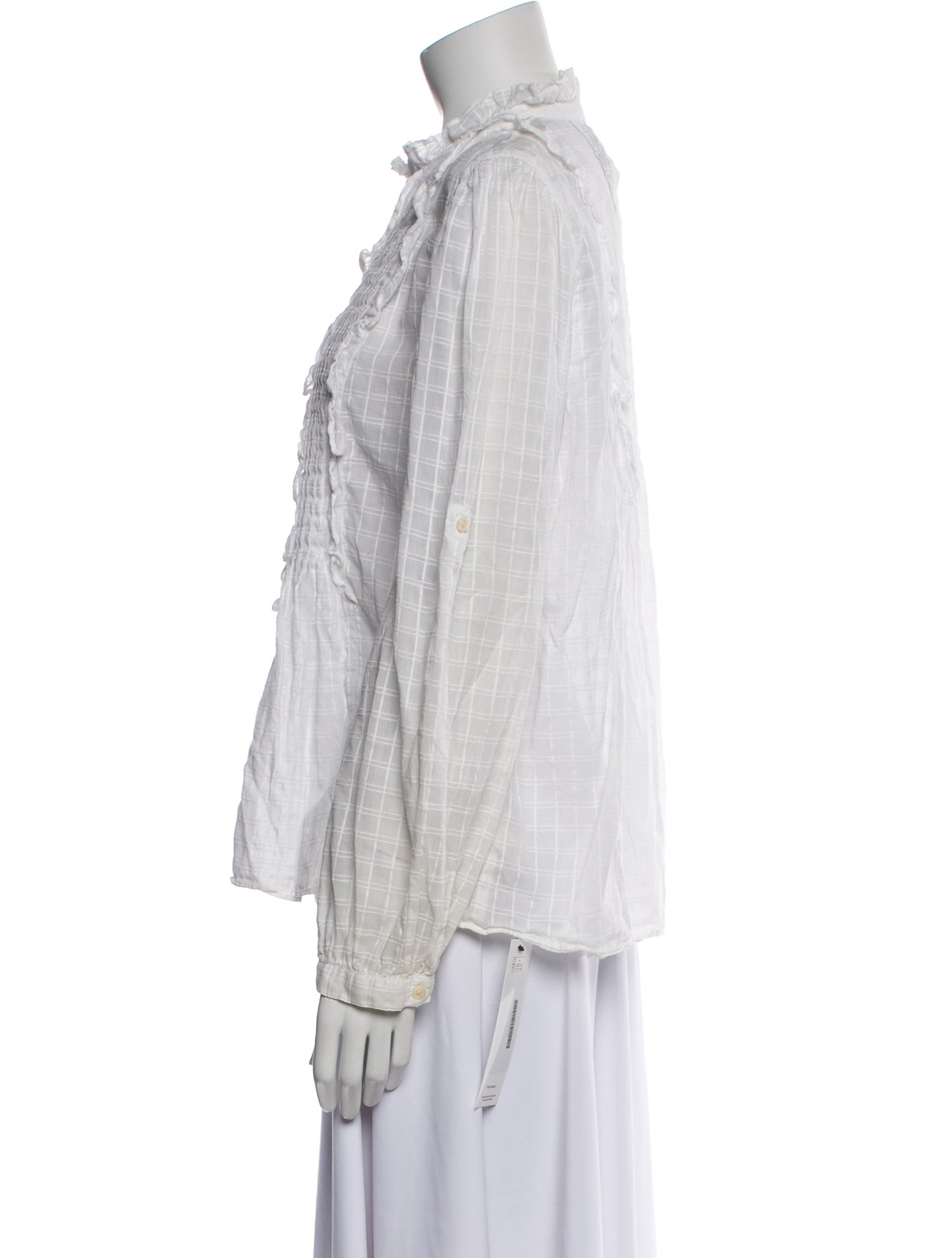 La Vie Rebecca Taylor Plaid Print Mock Neck Button-Up Top