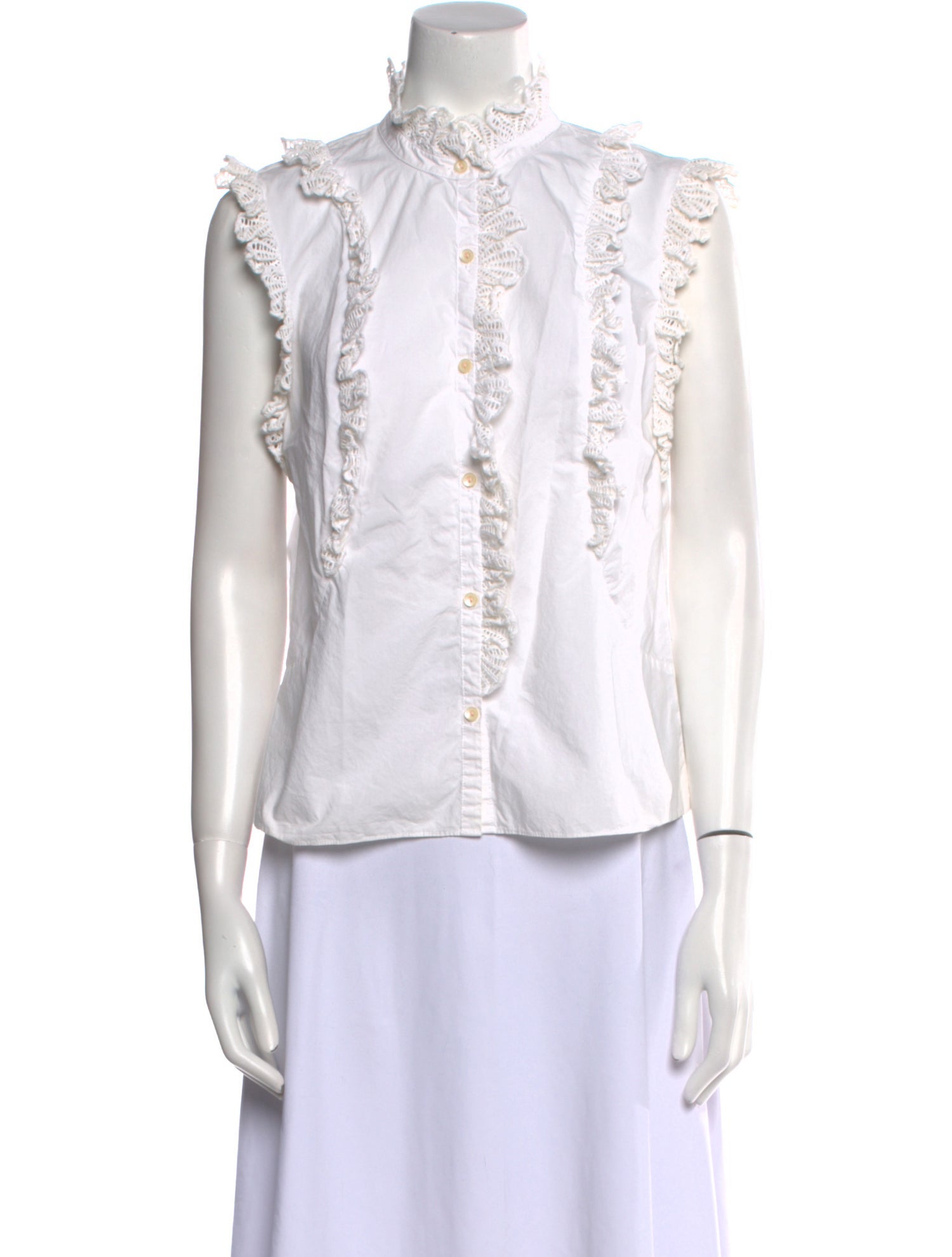 La Vie Rebecca Taylor Mock Neck Sleeveless Button-Up Top