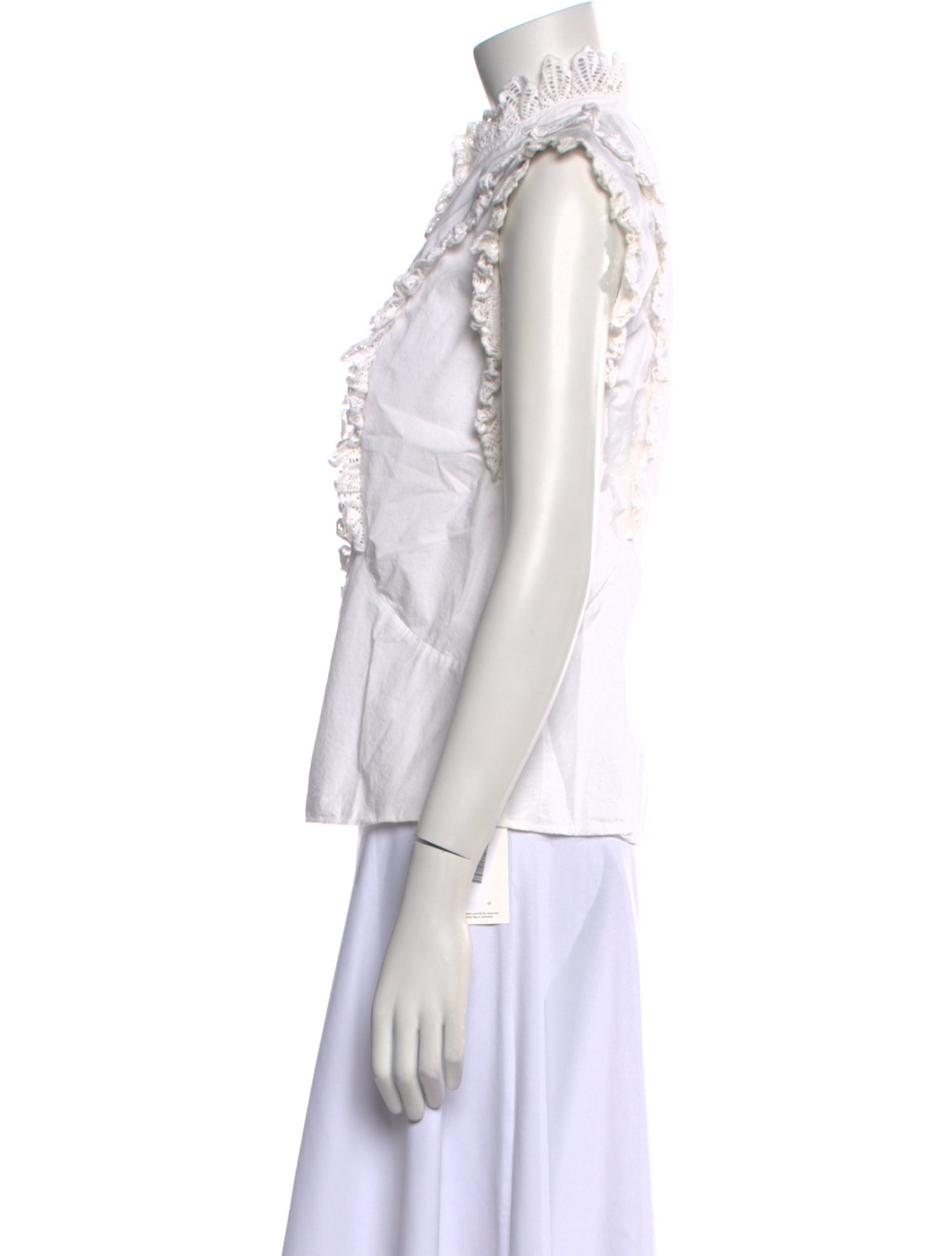 La Vie Rebecca Taylor Mock Neck Sleeveless Button-Up Top