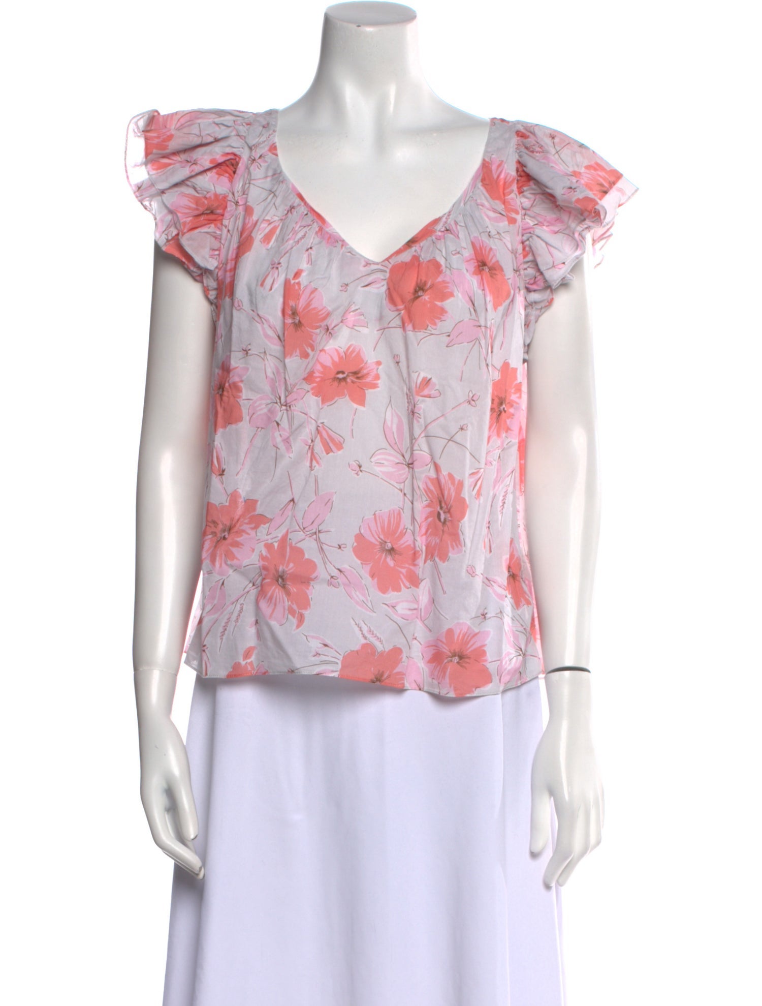 La Vie Rebecca Taylor Floral Print V-Neck Blouse